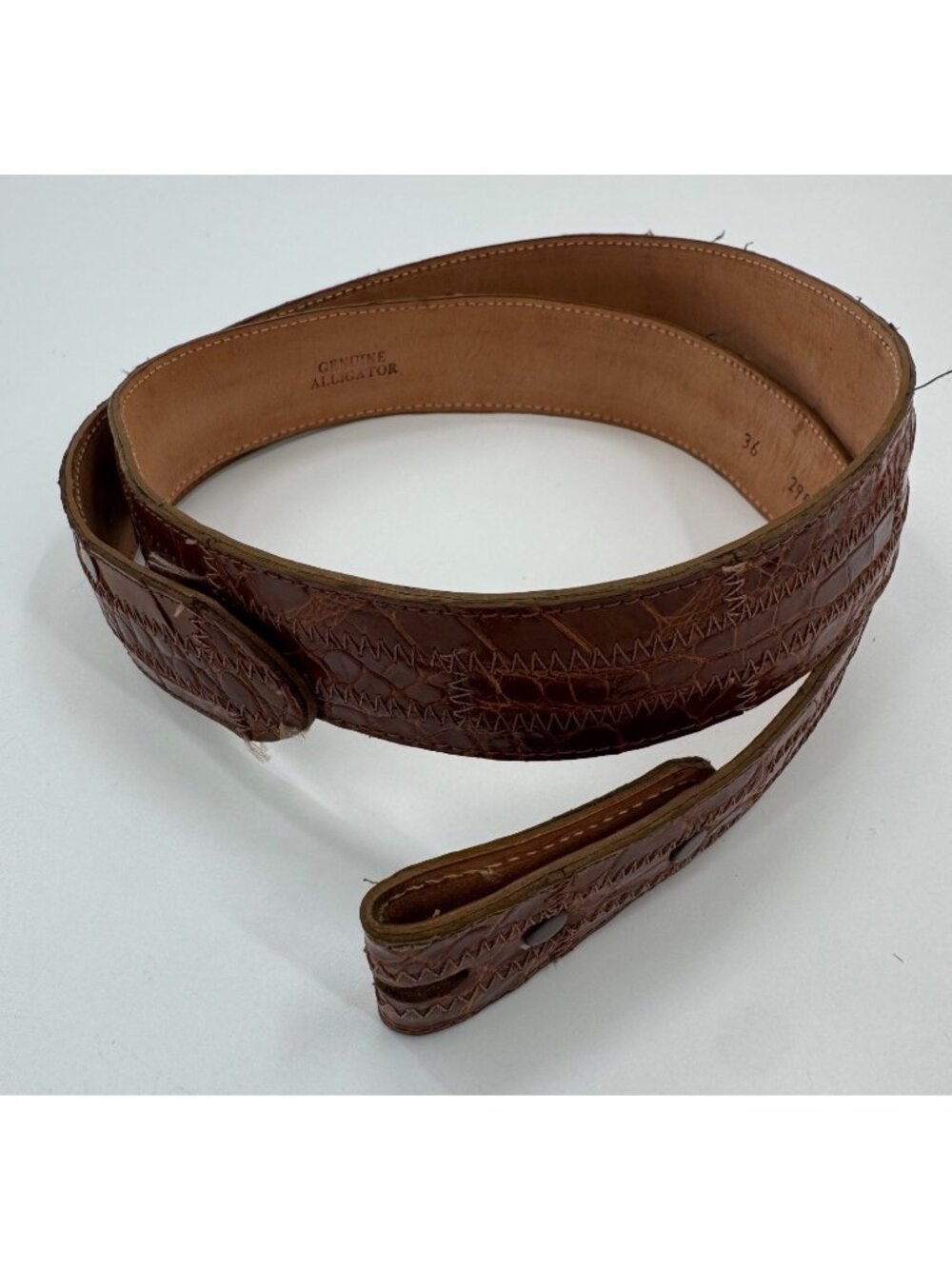 Nocona USA Genuine Lizard Leather Belt Strap Brown Size 32  Vintage Style